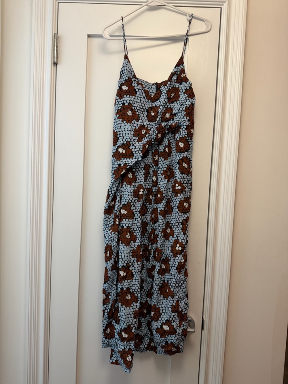 Sleeveless Floral Slip Dress in Brown and Light Blue